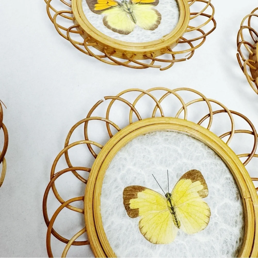 Vintage Real Butterfly Bamboo Coasters